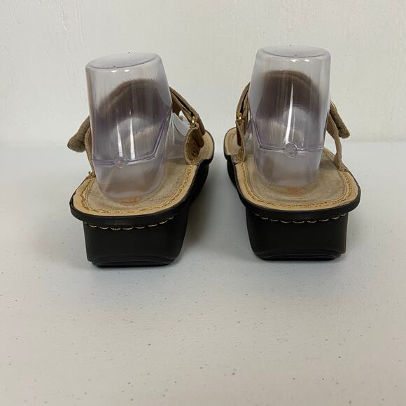 Alegria Women's Carina Tan Leather Wedge Thong Flip Flop Sandal Size 41 10.5-11 - Picture 5 of 10
